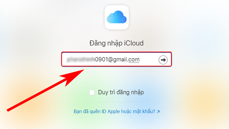 Truy cập vào trang web iCloud